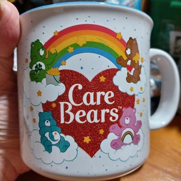 Silver Buffalo Care Bears Cheer Bear Rainbow Heart Ceramic Camper Mug, 20 oz. - Picture 1 of 7